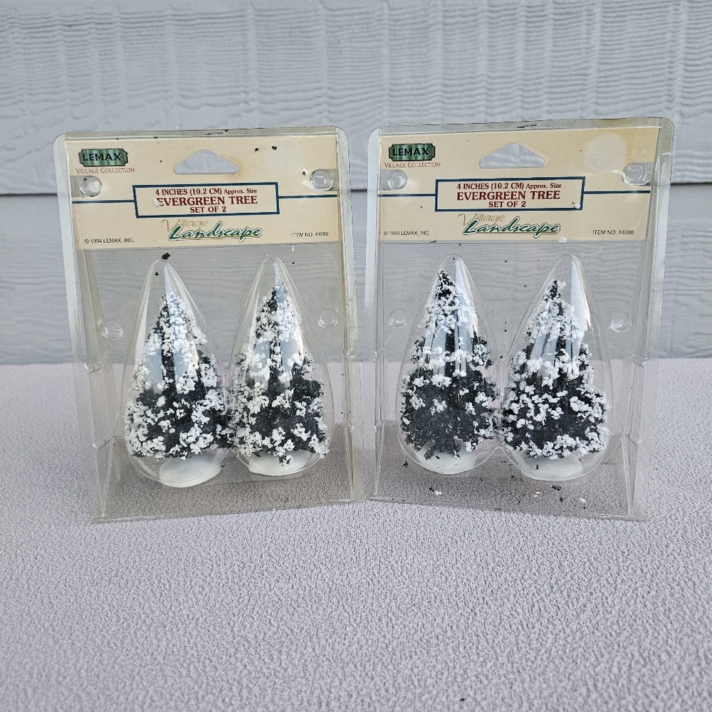 Lemax Christmas Village Collection Evergreen Tree Flocked Set Landscape #44086